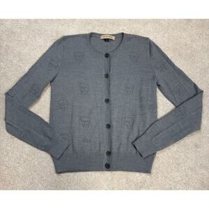 See By Chloe Gray Skull Button Down Wool Blend Cardigan Size XS